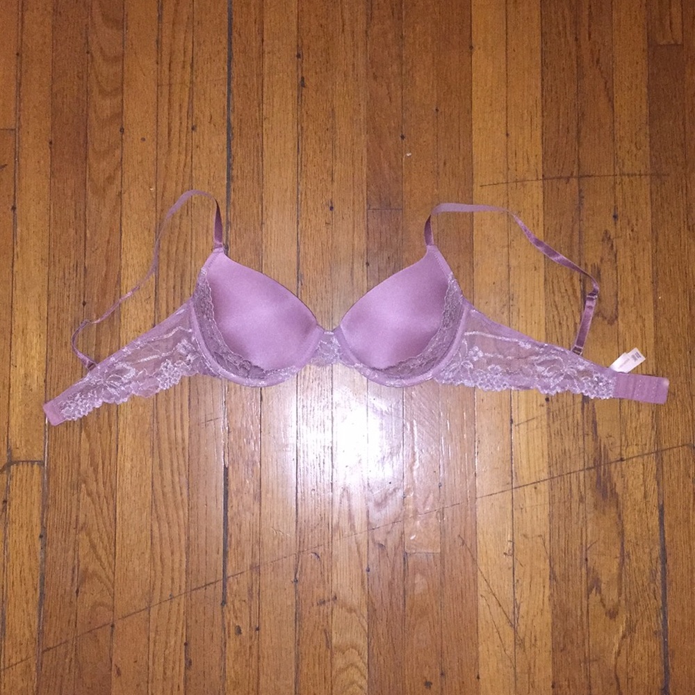 Purple Push-Up Bra with Lace Accents